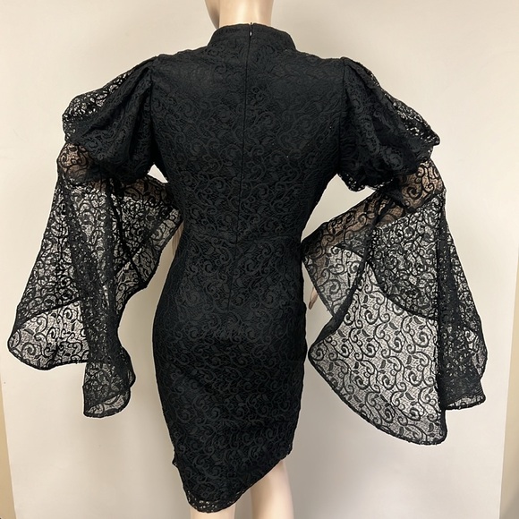Aidan Mattox lace puffed bell sleeves dress - Picture 7 of 10